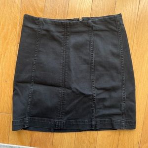 Free People black denim mini skirt